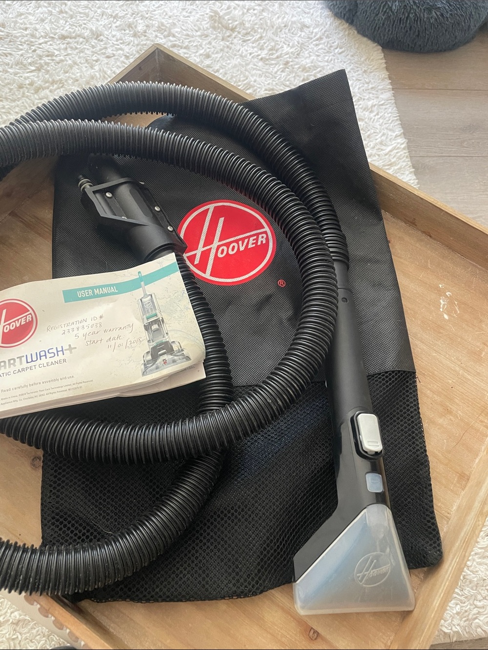 Hoover Carpet Smart Wash Cleaning Hose & Hand Tool in bag  with user manual